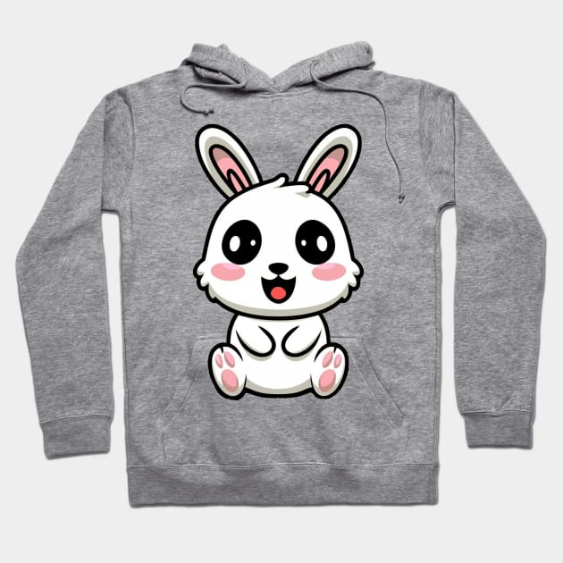 Kawaii White Bunny Hoodie by Illustradise